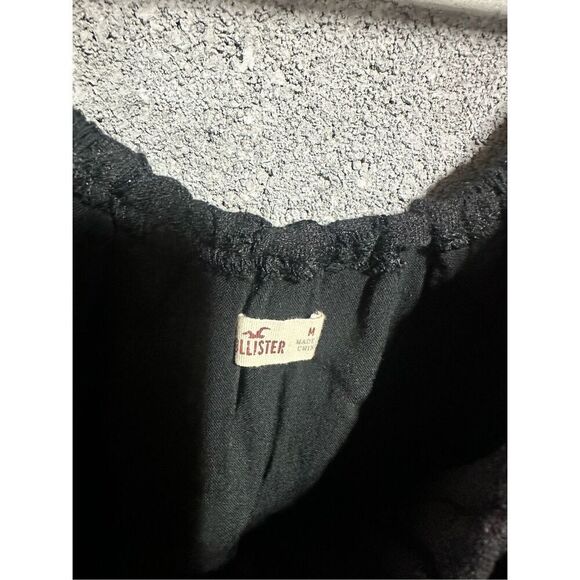 Hollister Floral Silk Shirt for Women Net Blouse Long Sleeves Black Medium Size - Picture 2 of 4